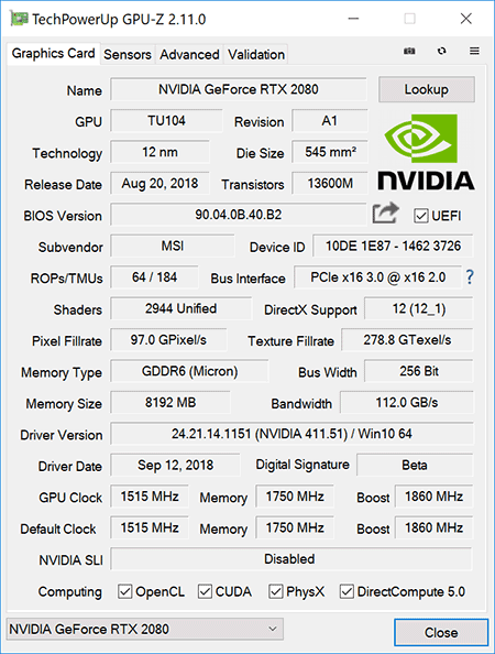 msi rtx 2080 gpuz 1