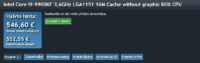 Intelin Core i9-9900KF:n ja muiden F-sarjalaisten hinnat vuotivat nettiin