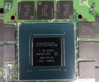 NVIDIAn GeForce RTX 3070:n mobiiliversion grafiikkapiiri vuotokuvassa (Ampere / GA104)