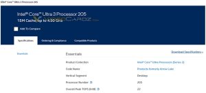 Intel sekoilee Core Ultra 3 205 -prosessorin julkaisun kanssa