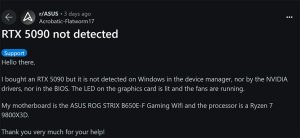 Käyttäjät raportoivat GeForce RTX 5090- ja RTX 5090D -näytönohjainten hajoamisista
