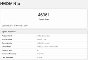 NVIDIAn Arm-tietokoneisiin suunnatun N1X-järjestelmäpiirin GPU vuodon kohteena
